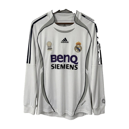 Real Madrid 2006/07 Home Long-Sleeve Retro Soccer Jersey