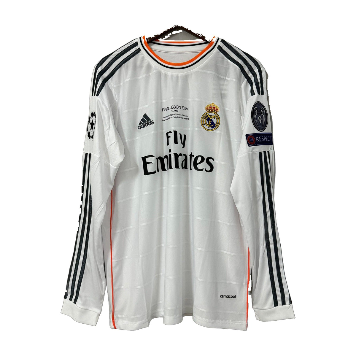 Real Madrid 2013/14 Home (UCL Final) Long-Sleeve Retro Soccer Jersey