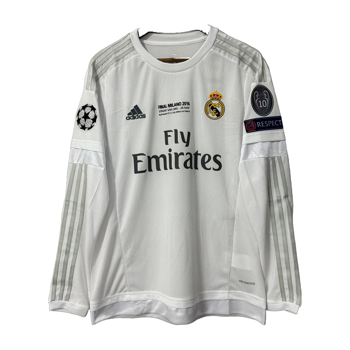 Real Madrid 2015/16 Home (UCL Final) Long-Sleeve Retro Soccer Jersey