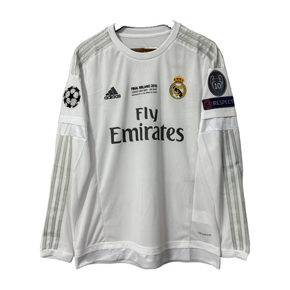 Real Madrid 2015/16 Home (UCL Final) Long-Sleeve Retro Soccer Jersey