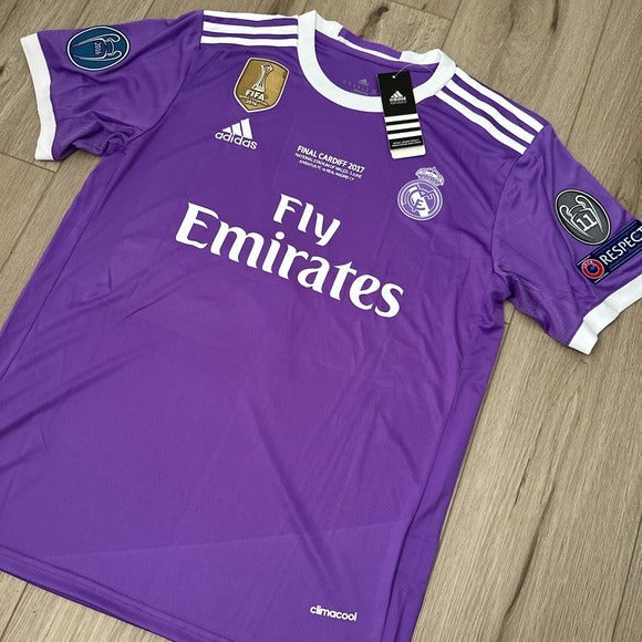 Real Madrid Cristiano Ronaldo #7 2017 Final Away Purple Retro Soccer Jersey Men Size